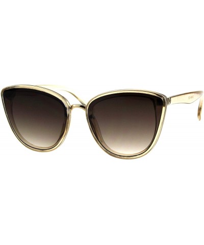 Square Womens Chic Double Frame Butterfly Sunglasses Designer Style UV 400 - Beige (Brown Smoke) - CI18IC8S6DG $9.09