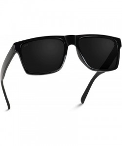 Square Polarized Flat Top Square Men Sunglasses - Matte Black Frame / Black Lens - CI187NK53DL $16.87