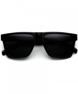 Square Polarized Flat Top Square Men Sunglasses - Matte Black Frame / Black Lens - CI187NK53DL $16.87