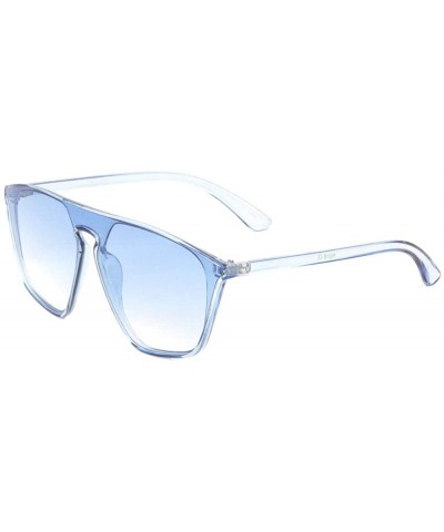 Shield Retro Crystal Geometric One Piece Shield Sunglasses - Blue - C5197U7E9KT $30.64