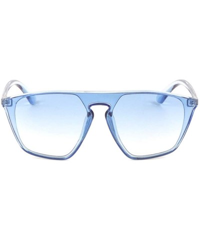 Shield Retro Crystal Geometric One Piece Shield Sunglasses - Blue - C5197U7E9KT $13.23