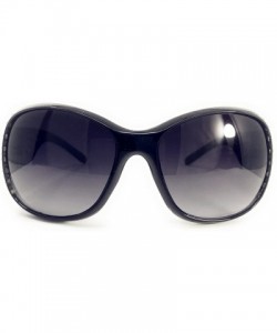 Oval Sunglasses with Turquoise Agate Cross Concho and Bling Rhinestone Accents - Black Wing - CV18ELRQXZS $33.74