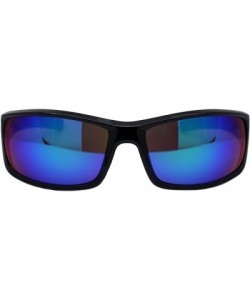 Rectangular Locs Sunglasses Mens Black Wrap Rectangular Shades Mirror Lens UV 400 - Black - CI198229DUZ $11.09