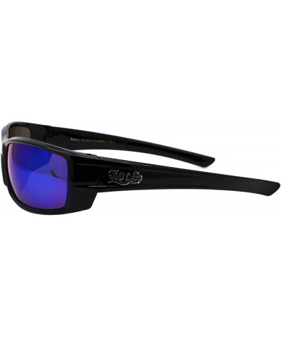 Rectangular Locs Sunglasses Mens Black Wrap Rectangular Shades Mirror Lens UV 400 - Black - CI198229DUZ $11.09