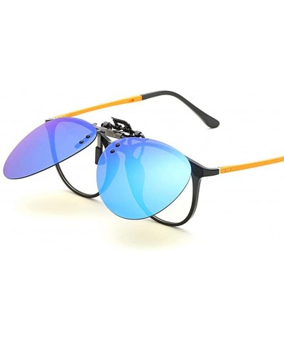 Round Spectacle Frame Polarized Sunglasses Clips Driving Night Vision Glasses Clips Can Flip for Prescription Glasses - CZ18N...