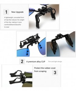 Round Spectacle Frame Polarized Sunglasses Clips Driving Night Vision Glasses Clips Can Flip for Prescription Glasses - CZ18N...