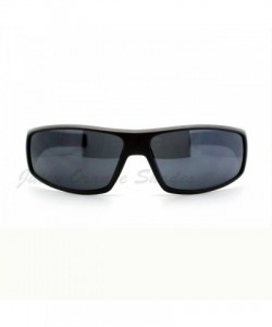 Rectangular Mens Sports Biker Sunglasses Wrap Around Rectangular Marijuana Leaf - Matte Black - CE11XD4HD57 $9.24