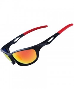 Sport Polarized Sport Sunglass for Run Bike Fish 100% UV Protect TR90 Unbreakable Frame for Adult - Red - CZ18TES98UE $14.71