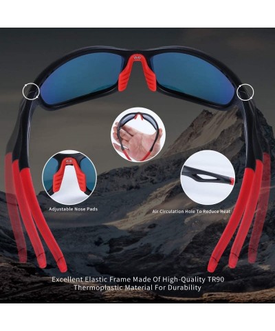 Sport Polarized Sport Sunglass for Run Bike Fish 100% UV Protect TR90 Unbreakable Frame for Adult - Red - CZ18TES98UE $14.71