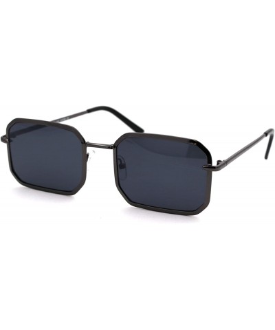 Rectangular Metal Rim Octagonal Rectangle Dad Shade Sunglasses - Gunmetal Solid Black - CT18UT64T3R $24.18