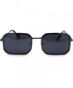 Rectangular Metal Rim Octagonal Rectangle Dad Shade Sunglasses - Gunmetal Solid Black - CT18UT64T3R $10.58