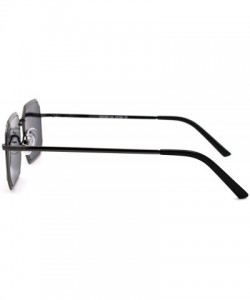 Rectangular Metal Rim Octagonal Rectangle Dad Shade Sunglasses - Gunmetal Solid Black - CT18UT64T3R $10.58