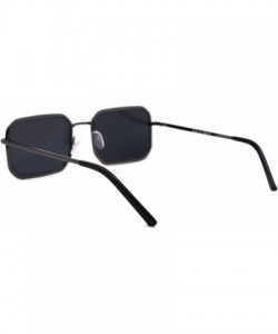 Rectangular Metal Rim Octagonal Rectangle Dad Shade Sunglasses - Gunmetal Solid Black - CT18UT64T3R $10.58