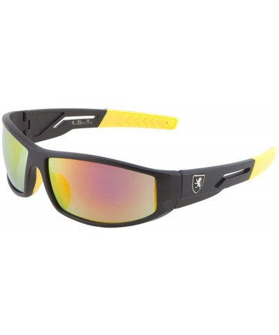 Rimless Slim Sport Wrap Around Sunglasses - Black & Yellow Frame - CL18EWRRKWN $7.74