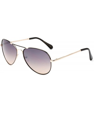 Aviator Monrow" - Modern Design Aviator Gradient Lenses High Fashion Sunglasses for Women - Gold/Light Smoke - CT12O7YWI7J $2...