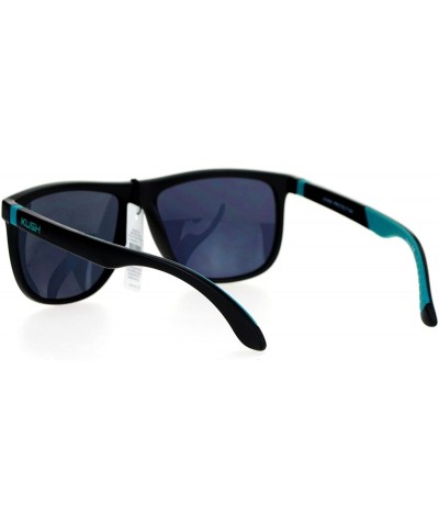 Sport Matte Soft Rubber Arm Thin Plastic Horned Mens Sunglasses - Green - CM12DST6BW7 $8.95