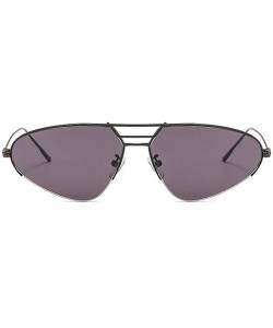 Oval Cat Sunglasses Women Fashion Purple Mirror Shades Gradient Metal Frame Men Sun Glasses with Box UV400 - CT19386SMGR $16.43