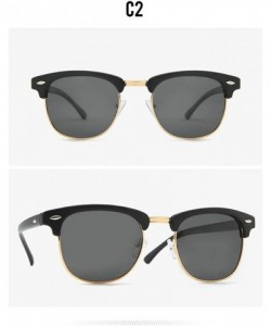 Round Classic retro half frame sunglasses fashion meter nail polarizer men sunglasses frog mirror - Sand Black Grey C2 - C219...