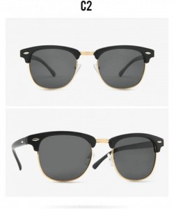 Round Classic retro half frame sunglasses fashion meter nail polarizer men sunglasses frog mirror - Sand Black Grey C2 - C219...