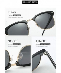 Round Classic retro half frame sunglasses fashion meter nail polarizer men sunglasses frog mirror - Sand Black Grey C2 - C219...