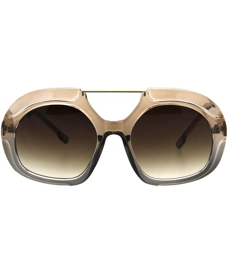 Sport Womens Boyfriend Flat Top Racer Sport Plastic Retro Mob Sunglasses - Beige Brown - C818HR9ULQH $12.82