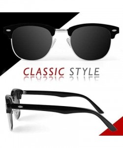 Semi-rimless Polarized Sunglasses for Men Retro Classic Square Frame Shades SR003 - CG18NNUTMKU $16.39