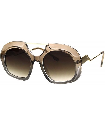 Sport Womens Boyfriend Flat Top Racer Sport Plastic Retro Mob Sunglasses - Beige Brown - C818HR9ULQH $12.82