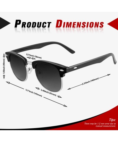 Semi-rimless Polarized Sunglasses for Men Retro Classic Square Frame Shades SR003 - CG18NNUTMKU $16.39