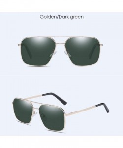 Aviator Men's Metal Polarizing Sunglasses Classic European and American Square Driving Sunglasses - E - C118QR76NHH $26.65