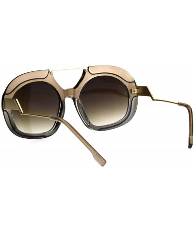 Sport Womens Boyfriend Flat Top Racer Sport Plastic Retro Mob Sunglasses - Beige Brown - C818HR9ULQH $12.82