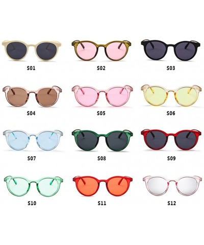 Square MOD-Style Cat Eye Round Frame Sunglasses A Variety of Color Design - S12 - CF189SUZZ0T $17.02