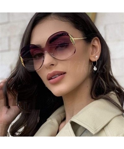 Oversized Celebrity Crystal Oversized Round Sunglasses for Women Shades - Purple Pink - C91906DRQTZ $12.20