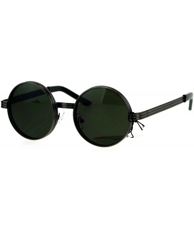 Round PASTL Fashion Sunglasses Unisex Round Circle 3 Tiered Metal Frame UV 400 - Gunmetal (Dark Green) - C21857R9AZZ $11.08