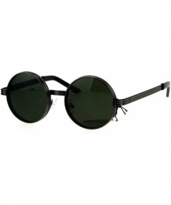 Round PASTL Fashion Sunglasses Unisex Round Circle 3 Tiered Metal Frame UV 400 - Gunmetal (Dark Green) - C21857R9AZZ $11.08