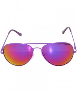 Aviator Classic Aviator Sunglasses Mirror Lens Colored Metal Frame with Spring Hinge - Purple_mirror_lens - CE1223Q7ROR $11.40