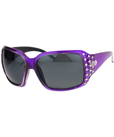 Round Polarized Lens Oversize Rhinestone Bling Sparkling Womens Sunglasses - Purple - C712NV1RVMD $23.83