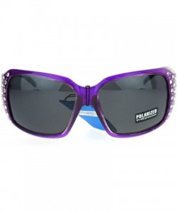 Round Polarized Lens Oversize Rhinestone Bling Sparkling Womens Sunglasses - Purple - C712NV1RVMD $13.80