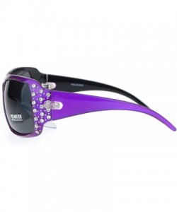 Round Polarized Lens Oversize Rhinestone Bling Sparkling Womens Sunglasses - Purple - C712NV1RVMD $13.80