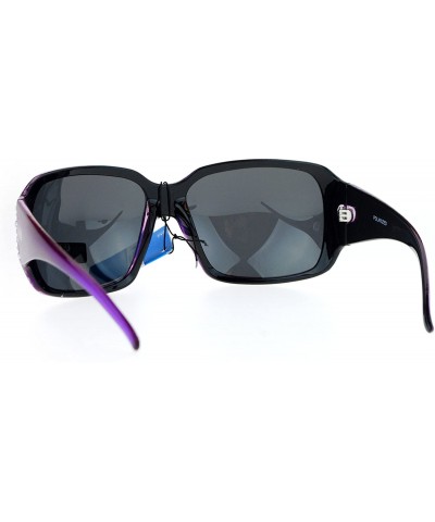 Round Polarized Lens Oversize Rhinestone Bling Sparkling Womens Sunglasses - Purple - C712NV1RVMD $13.80