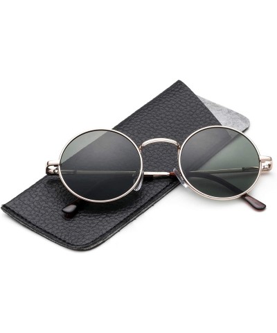 Round Round Retro John Lennon Sunglasses & Clear Lens Glasses Vintage Round Sunglasses - Gold/Green - C118XHRTN5U $9.26