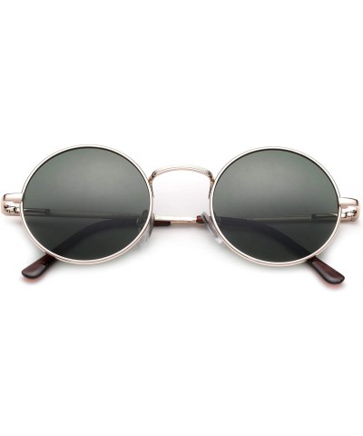 Round Round Retro John Lennon Sunglasses & Clear Lens Glasses Vintage Round Sunglasses - Gold/Green - C118XHRTN5U $9.26