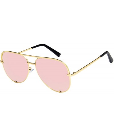 Aviator Designer Aviator Sunglasses for Women Classic Oversized Pilot Sun Glasses UV400 Protection - A-gold/Pink - C418K3GGE6...