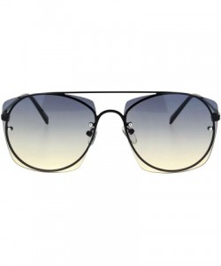 Rimless Womens Rimless Rectangular Luxury Designer Style Metal Rim Sunglasses - Black Black Brown - CI18K3Y9586 $14.20