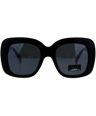Square Giselle Womens Sunglasses Oversized Thick Square Fashion UV 400 - Black (Black) - C318EDGETSL $9.32