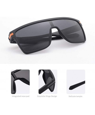 Goggle Polarized Oversized Square Sunglasses for Men Flexible Frame Sun Glasses For Driving Goggle - C3black Orange - CI199HN...