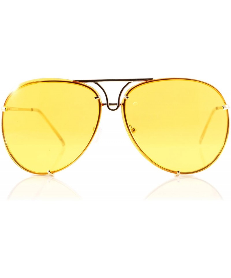 Rimless Retro Rimless Oversize Round Color Tinted Mirrored Sunglasses A031 A032 - Yellow - CM186EK3ZK2 $9.89