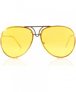 Rimless Retro Rimless Oversize Round Color Tinted Mirrored Sunglasses A031 A032 - Yellow - CM186EK3ZK2 $9.89