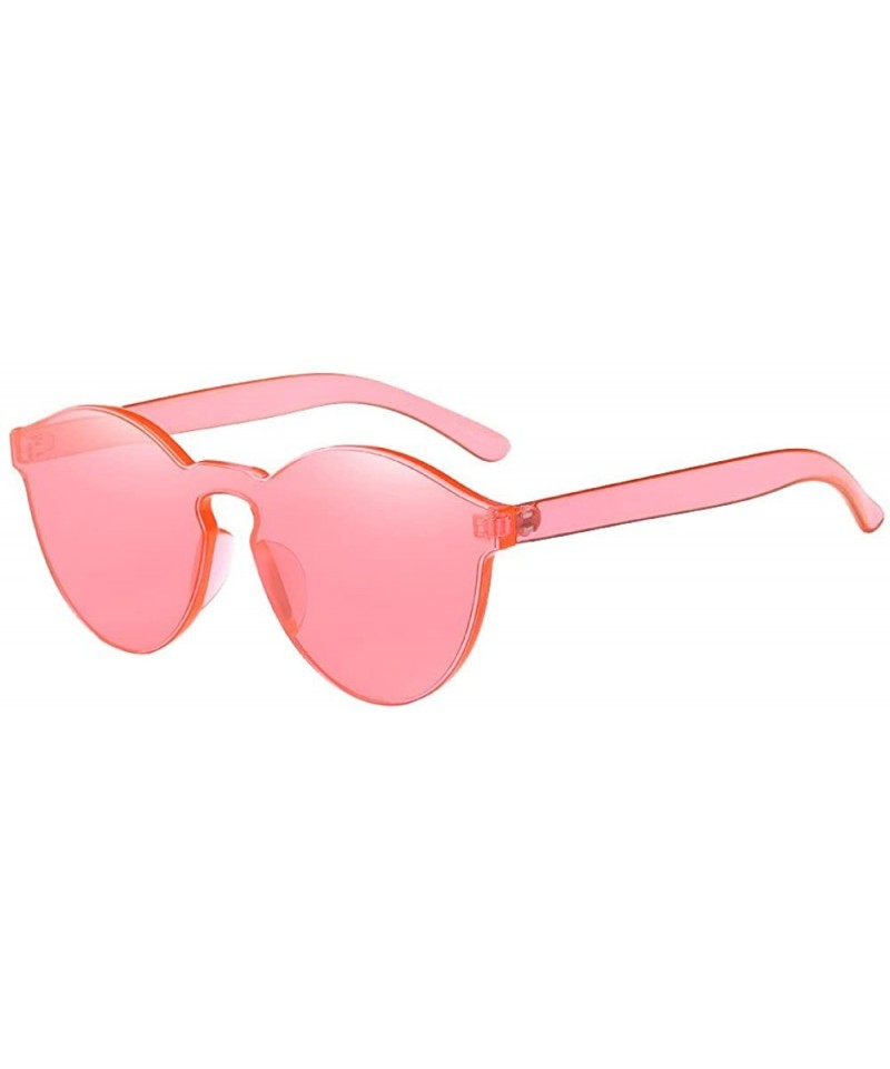 Round Women Fashion Cat Eye Shades Sunglasses Integrated UV Candy Colored Glasses - Watermelon Red - C41947WGW4Z $7.42