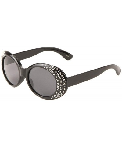 Oversized Oversized Oval Side Rhinestone Sunglasses - Black - CU198897OM3 $10.38