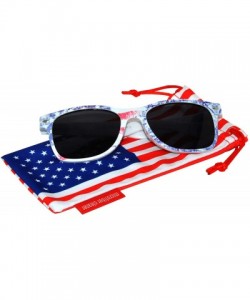 Rectangular Classic American Flag Sunglasses USA Patriot Colored Lens 4th of July - Ice_frame_smoke_lens - C712OHZNXHO $8.35